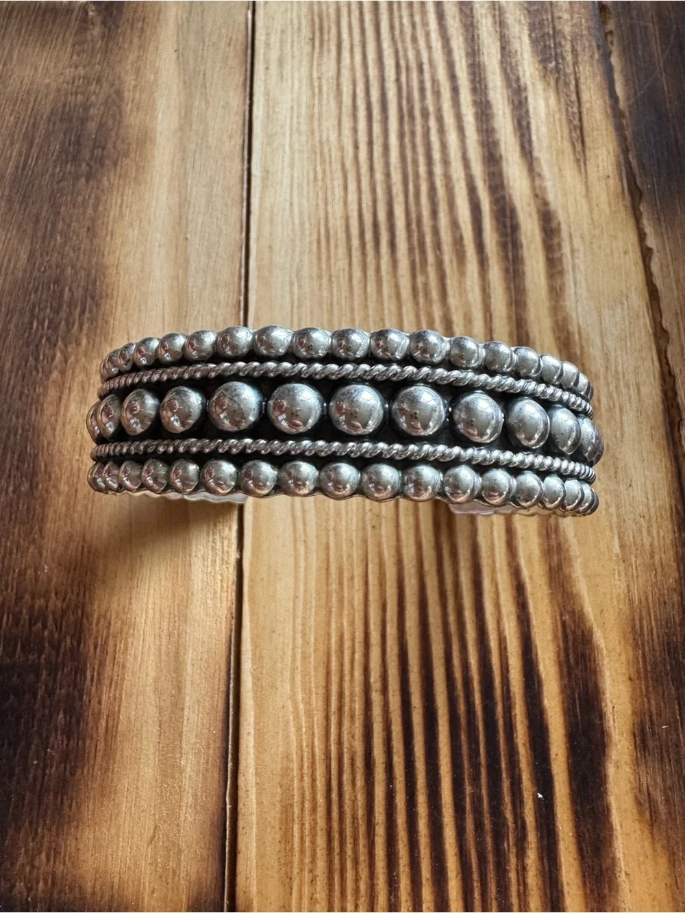 Vintage Taxco Mexico Sterling Silver Beaded Cuff